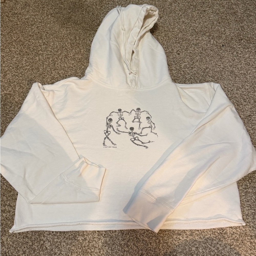 Brandy Melville Cream Crop Top Hoodie